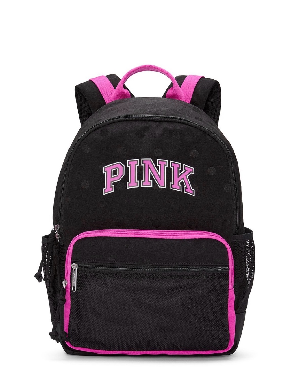 PINK Victoria's Secret Black Backpack with Hot Pink Trim for college, HS or kids